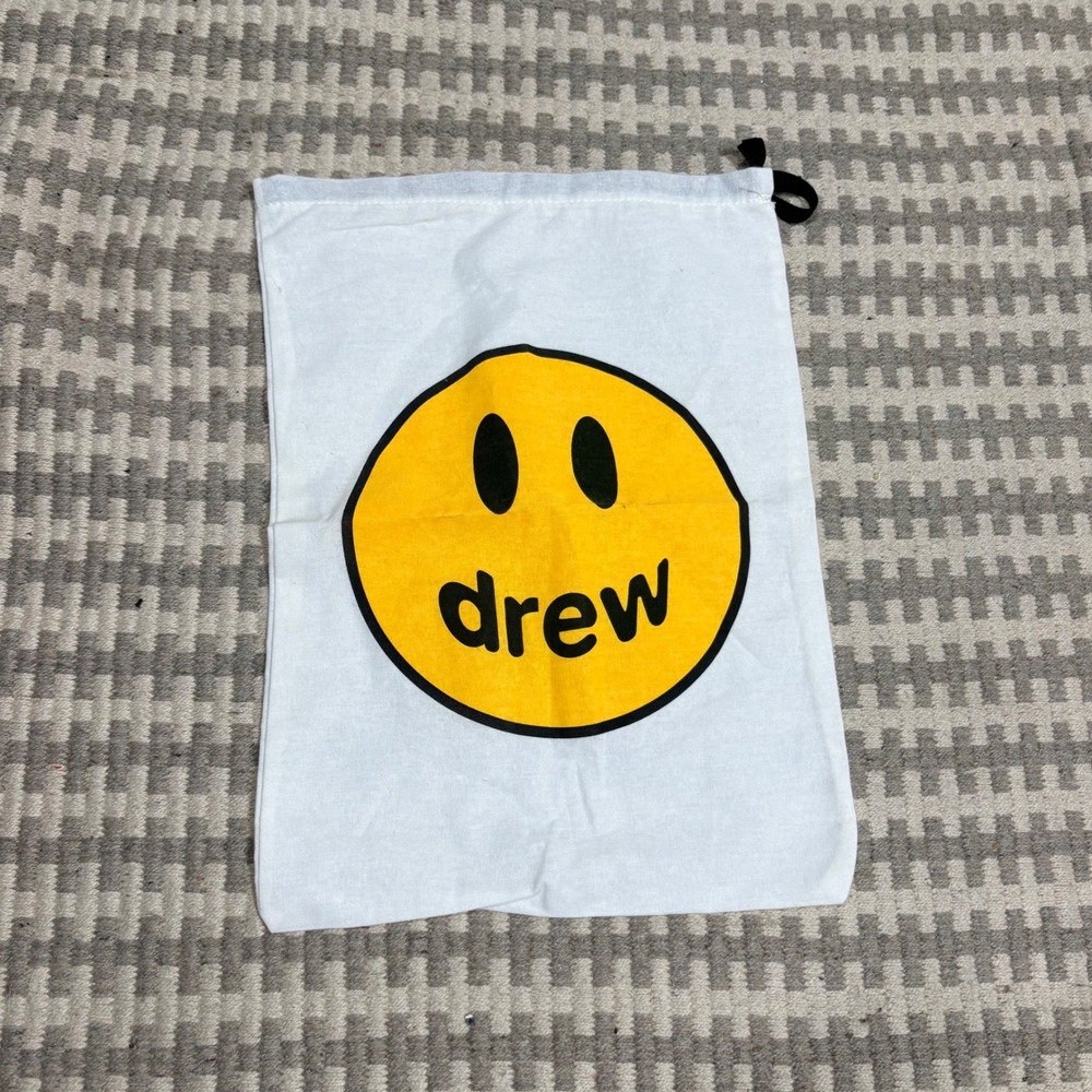 Drew House Mascot Smiley Face Drawstring Dust Bag White Yellow Streetwear Bag